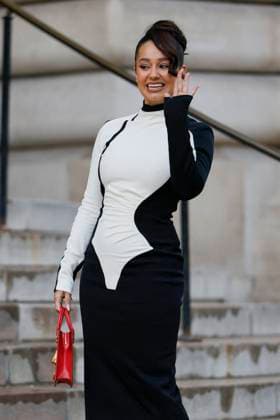 PFW - Celebs At Schiaparelli Léna Mahfouf arrives to Schiaparelli fashion show during the Haute Couture Fall Winter 2025 - 2026 Fashion Week on January 27, 2025 in Paris, France. Photo by Marco Piovanotto ABACAPRESS.COM Paris France  Copyright: xPiovanottoxMarco ABACAx