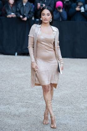 PFW Schiaparelli Arrivals Amina Muaddi attending the Schiaparelli Haute Couture Spring-Summer 2025 show as part of Paris Fashion Week in Paris, France on January 27, 2025. Photo by Aurore Marechal ABACAPRESS.COM Paris France  Copyright: xMarechalxAurore ABACAx