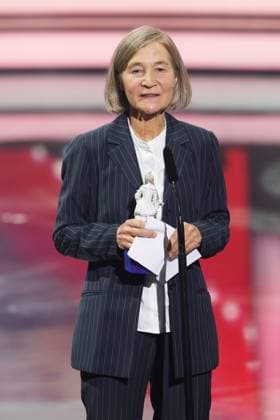 Bayerischer Filmpreis 2024 Judith Kaufmann während ihrer Dankesrede. Verleihung des 46. Bayerischen Filmpreises 2024 am 24.01.2025 im Prinzregententheater in München. Bayern, Deutschland.