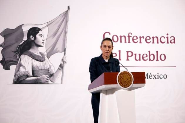 MexicoÃ¢â‚¬â ¢s President Claudia Sheinbaum Pardo speaking during a briefing conference at National Palace. on January 27, 2025 in Mexico City, Mexico. Mexico City Mexico - ZUMAe321 20250127_zia_e321_022 Copyright: xLuisxBarronx