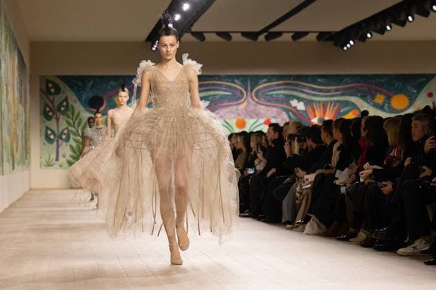 PFW - Christian Dior Runway A model walks the runway during the Christian Dior show during Paris Fashion Week Haute Couture Spring-Summer 2025 on January 27, 2025 in Paris, France. Photo by ABACAPRESS.COM Paris France  Copyright: xABACAx