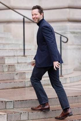 PFW - Schiaparelli Arrivals Paris, France - January 27: Derek Blasberg arrives to Schiaparelli fashion show during the Haute Couture Fall Winter 2025 - 2026 Fashion Week on January 27, 2025 in Paris, France. Photo by Marco Piovanotto Abacapress Paris France  Copyright: xPiovanottoxMarco ABACAx