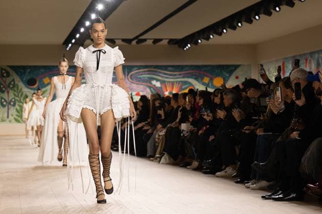 PFW - Christian Dior Runway A model walks the runway during the Christian Dior show during Paris Fashion Week Haute Couture Spring-Summer 2025 on January 27, 2025 in Paris, France. Photo by Laurent Zabulon ABACAPRESS.COM Paris France  Copyright: xZabulonxLaurent ABACAx