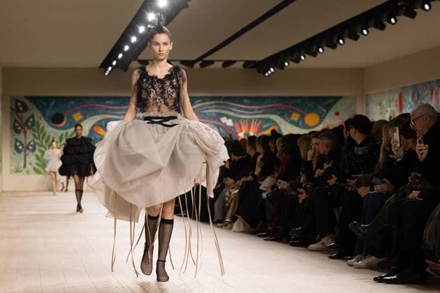 PFW - Christian Dior Runway A model walks the runway during the Christian Dior show during Paris Fashion Week Haute Couture Spring-Summer 2025 on January 27, 2025 in Paris, France. Photo by Laurent Zabulon ABACAPRESS.COM Paris France  Copyright: xZabulonxLaurent ABACAx