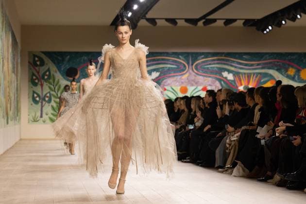 PFW - Christian Dior Runway A model walks the runway during the Christian Dior show during Paris Fashion Week Haute Couture Spring-Summer 2025 on January 27, 2025 in Paris, France. Photo by Laurent Zabulon ABACAPRESS.COM Paris France  Copyright: xZabulonxLaurent ABACAx