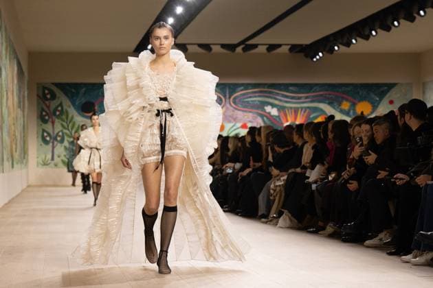 PFW - Christian Dior Runway A model walks the runway during the Christian Dior show during Paris Fashion Week Haute Couture Spring-Summer 2025 on January 27, 2025 in Paris, France. Photo by Laurent Zabulon ABACAPRESS.COM Paris France  Copyright: xZabulonxLaurent ABACAx