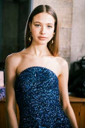 Paris Fashion Week, Georges Hobeika Modenschau Paris Fashion Week HC SS25 Georges Hobeika Tess Buitenhuis 439733 2025 01 27 France  Copyright: xJean-BaptistexSoulliatx xStarfacex STAR_439733_018