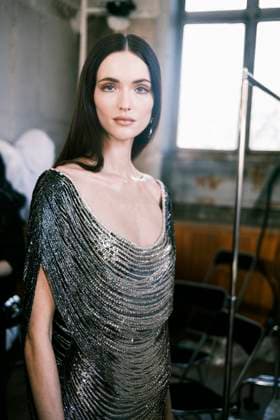 Paris Fashion Week, Georges Hobeika Modenschau Paris Fashion Week HC SS25 Georges Hobeika Jane Grybennikova 439733 2025 01 27 France  Copyright: xJean-BaptistexSoulliatx xStarfacex STAR_439733_036
