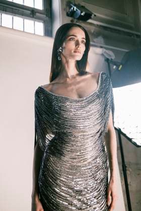 Paris Fashion Week, Georges Hobeika Modenschau Paris Fashion Week HC SS25 Georges Hobeika Jane Grybennikova 439733 2025 01 27 France  Copyright: xJean-BaptistexSoulliatx xStarfacex STAR_439733_044