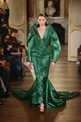 PFW Lena Erziak Runway A Model walks the runway during the Lena Erziak Women s Haute-Couture Spring Summer 2025 show as part of Paris Fashion Week in Paris, France on January 28, 2025. Photo by Jerome Dominé ABACAPRESS.COM  Copyright: xDominexJerome ABACAx