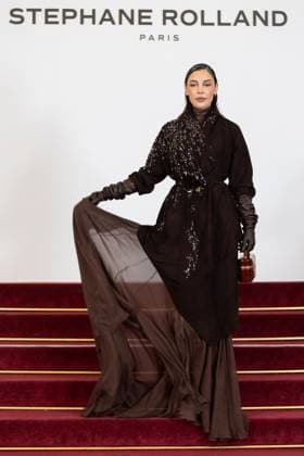 PFW - Stephane Rolland HC - Photocall NB Sanaa El Mahalli attends the Schiaparelli Haute Couture Spring-Summer 2025 show as part of Paris Fashion Week on January 28 2025 in Paris, France. Photo by Nasser Berzane ABACAPRESS.COM Paris France  Copyright: xBerzanexNasser ABACAx