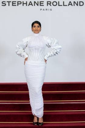 PFW - Stephane Rolland HC - Photocall NB Farhana Bodi attends the Schiaparelli Haute Couture Spring-Summer 2025 show as part of Paris Fashion Week on January 28 2025 in Paris, France. Photo by Nasser Berzane ABACAPRESS.COM Paris France  Copyright: xBerzanexNasser ABACAx