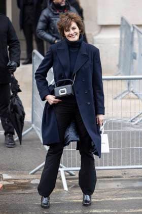 PFW - Chanel Exit Paris, France - January 28: Ines De La Fressange leaves Chanel fashion show during the Haute Couture Fall Winter 2025 - 2026 Fashion Week on January 28, 2025 in Paris, France. Photo by ABACAPRESS.COM Paris France  Copyright: xABACAx