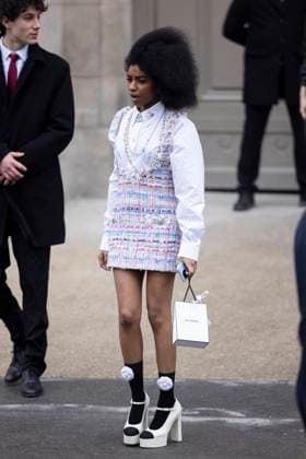 PFW - Chanel Exit Paris, France - January 28: Joyce Cisse leaves Chanel fashion show during the Haute Couture Fall Winter 2025 - 2026 Fashion Week on January 28, 2025 in Paris, France. Photo by ABACAPRESS.COM Paris France  Copyright: xABACAx