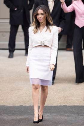 PFW - Chanel Exit Paris, France - January 28: Lyna Khoudri leaves Chanel fashion show during the Haute Couture Fall Winter 2025 - 2026 Fashion Week on January 28, 2025 in Paris, France. Photo by ABACAPRESS.COM Paris France  Copyright: xABACAx