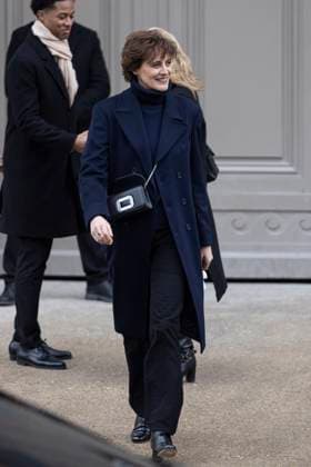 PFW - Chanel Exit Paris, France - January 28: Ines De La Fressange leaves Chanel fashion show during the Haute Couture Fall Winter 2025 - 2026 Fashion Week on January 28, 2025 in Paris, France. Photo by Marco Piovanotto ABACAPRESS.COM Paris France  Copyright: xPiovanottoxMarco ABACAx