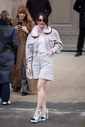 PFW - Chanel Exit Paris, France - January 28: Carlotta Gamba leaves Chanel fashion show during the Haute Couture Fall Winter 2025 - 2026 Fashion Week on January 28, 2025 in Paris, France. Photo by Marco Piovanotto ABACAPRESS.COM Paris France  Copyright: xPiovanottoxMarco ABACAx