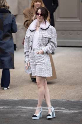 PFW - Chanel Exit Paris, France - January 28: Carlotta Gamba leaves Chanel fashion show during the Haute Couture Fall Winter 2025 - 2026 Fashion Week on January 28, 2025 in Paris, France. Photo by Marco Piovanotto ABACAPRESS.COM Paris France  Copyright: xPiovanottoxMarco ABACAx
