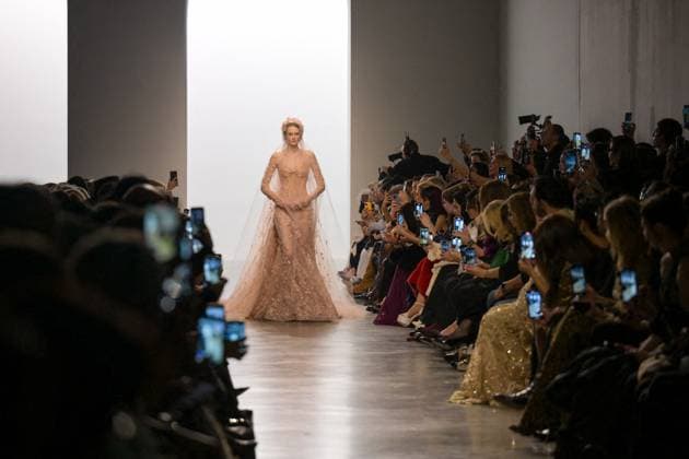 PFW - Elie Saab Runway A model walks the runway during the Elie Saab Haute-Couture Spring Summer 2025 show as part of Paris Fashion Week in Paris, France on January 29, 2025. Photo by Ammar Abd Rabbo ABACAPRESS.COM Paris France  Copyright: xAbdxRabboxAmmar ABACAx
