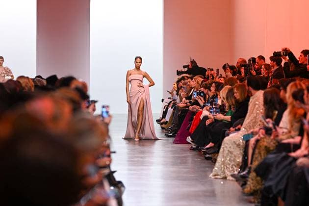 PFW - Elie Saab Runway Joan Smalls walks the runway during the Elie Saab Haute-Couture Spring Summer 2025 show as part of Paris Fashion Week in Paris, France on January 29, 2025. Photo by Ammar Abd Rabbo ABACAPRESS.COM Paris France  Copyright: xAbdxRabboxAmmar ABACAx