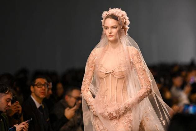 PFW - Elie Saab Runway A model walks the runway during the Elie Saab Haute-Couture Spring Summer 2025 show as part of Paris Fashion Week in Paris, France on January 29, 2025. Photo by Ammar Abd Rabbo ABACAPRESS.COM Paris France  Copyright: xAbdxRabboxAmmar ABACAx