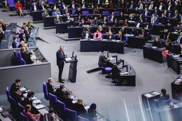 Friedrich Merz, CDU-Parteivorsitzender, aufgenommen im Rahmen der Sitzung des Deutschen Bundestages mit der Regierungserklaerung des Bundeskanzlers zu aktuellen innenpolitischen Themen in Berlin, 29.01.2025. Berlin Deutschland *** Friedrich Merz, CDU party chairman, recorded during the session of the German Bundestag with the Chancellors government statement on current domestic policy issues in Berlin, 29 01 2025 Berlin Germany Copyright: xFlorianxGaertnerx