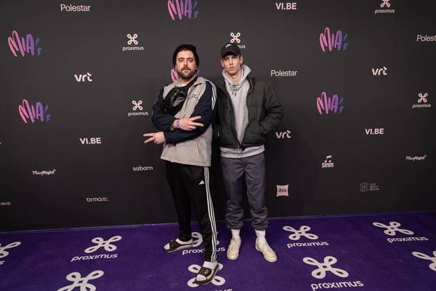 Artists Drill rappers, Bert Janssens and Willem Leysens pictured during the 17th edition of the MIA s (Music Industry Award) award show, in Merksem, Wednesday 29 January 2025. The MIA awards are handed out by the VRT and VI.BE.  JAMESxARTHURxGEKIERE 111414406