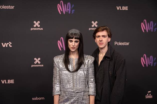 Singer Sylvie Kreusch and with boyfriend pictured during the 17th edition of the MIA s (Music Industry Award) award show, in Merksem, Wednesday 29 January 2025. The MIA awards are handed out by the VRT and VI.BE.  JAMESxARTHURxGEKIERE 111414459