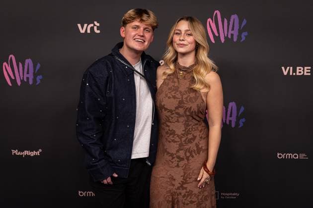 Gerben Tuerlinckx and Influencer Steffi Merci pictured during the 17th edition of the MIA s (Music Industry Award) award show, in Merksem, Wednesday 29 January 2025. The MIA awards are handed out by the VRT and VI.BE.  JAMESxARTHURxGEKIERE 111421279