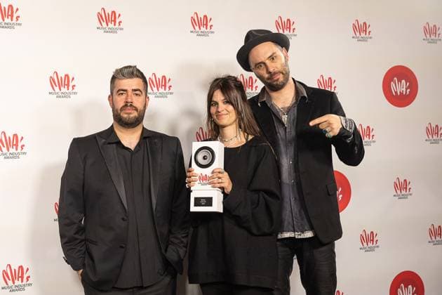 Artists Brutus pictured during the 17th edition of the MIA s (Music Industry Award) award show, in Merksem, Wednesday 29 January 2025. The MIA awards are handed out by the VRT and VI.BE.  JAMESxARTHURxGEKIERE 111426149
