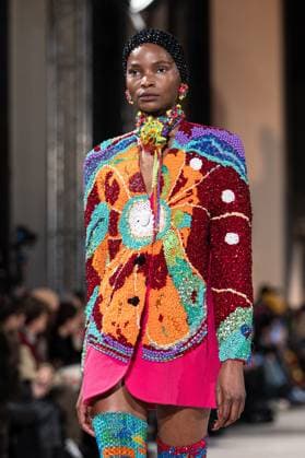 PFW Germanier Runway NB A Model walks the runway during the Germanier Haute Couture Spring-Summer 2025 show as part of Paris Fashion Week on January 30, 2025 in Paris, France. Photo by Nasser Berzane ABACAPRESS.COM Paris France  Copyright: xBerzanexNasser ABACAx
