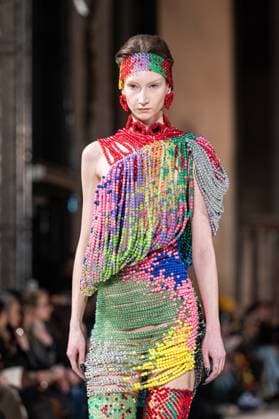 PFW Germanier Runway NB A Model walks the runway during the Germanier Haute Couture Spring-Summer 2025 show as part of Paris Fashion Week on January 30, 2025 in Paris, France. Photo by Nasser Berzane ABACAPRESS.COM Paris France  Copyright: xBerzanexNasser ABACAx