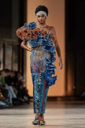 PFW Germanier Runway NB A Model walks the runway during the Germanier Haute Couture Spring-Summer 2025 show as part of Paris Fashion Week on January 30, 2025 in Paris, France. Photo by Nasser Berzane ABACAPRESS.COM Paris France  Copyright: xBerzanexNasser ABACAx