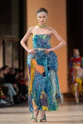 PFW Germanier Runway NB A Model walks the runway during the Germanier Haute Couture Spring-Summer 2025 show as part of Paris Fashion Week on January 30, 2025 in Paris, France. Photo by Nasser Berzane ABACAPRESS.COM Paris France  Copyright: xBerzanexNasser ABACAx