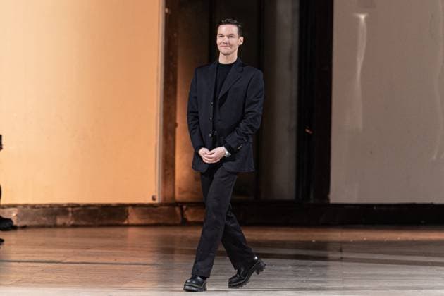 PFW Germanier Runway NB Kevin Germanier Designer walks the runway during the Germanier Haute Couture Spring-Summer 2025 show as part of Paris Fashion Week on January 30, 2025 in Paris, France. Photo by Nasser Berzane ABACAPRESS.COM Paris France  Copyright: xBerzanexNasser ABACAx