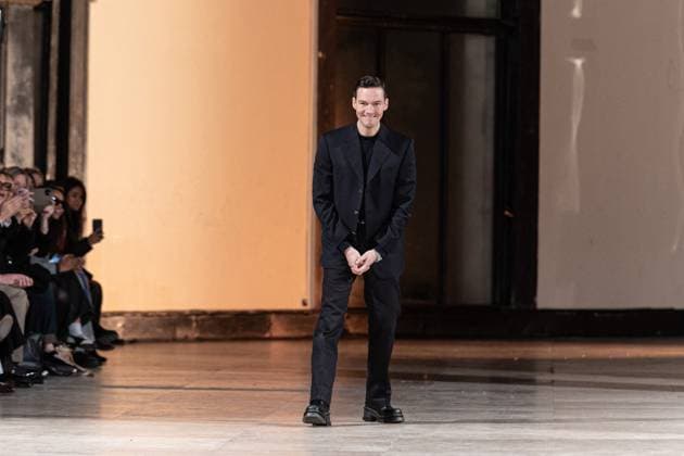 PFW Germanier Runway NB Kevin Germanier Designer walks the runway during the Germanier Haute Couture Spring-Summer 2025 show as part of Paris Fashion Week on January 30, 2025 in Paris, France. Photo by Nasser Berzane ABACAPRESS.COM Paris France  Copyright: xBerzanexNasser ABACAx