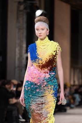 PFW Germanier Runway NB A Model walks the runway during the Germanier Haute Couture Spring-Summer 2025 show as part of Paris Fashion Week on January 30, 2025 in Paris, France. Photo by Nasser Berzane ABACAPRESS.COM Paris France  Copyright: xBerzanexNasser ABACAx