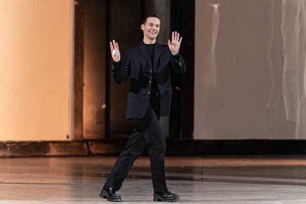 PFW Germanier Runway NB Kevin Germanier Designer walks the runway during the Germanier Haute Couture Spring-Summer 2025 show as part of Paris Fashion Week on January 30, 2025 in Paris, France. Photo by Nasser Berzane ABACAPRESS.COM Paris France  Copyright: xBerzanexNasser ABACAx