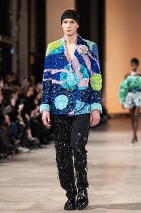 PFW Germanier Runway NB A Model walks the runway during the Germanier Haute Couture Spring-Summer 2025 show as part of Paris Fashion Week on January 30, 2025 in Paris, France. Photo by Nasser Berzane ABACAPRESS.COM Paris France  Copyright: xBerzanexNasser ABACAx