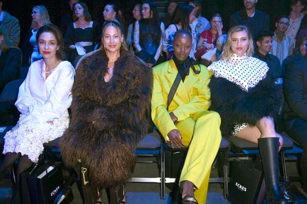 Anne Werner, Lulu Lewe, Florence Kasumba und Luna Schweiger bei der Danny Reinke Fashion Show auf der Berlin Fashion Week A W 2025 in der Uber Eats Music Hall. Berlin, 31.01.2025
