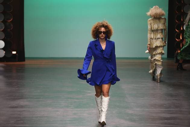 Berlin Fashion Week: Collective Four - Marcel Ostertag Autum Winter 2025 Berlin: The designer Marcel Ostertag presents his AUTUMN WINTER 2025 collection. The photo shows models on the catwalk with the new collection Berlin Berlin district of Friedrichshain Germany Copyright: SimonexKuhlmey