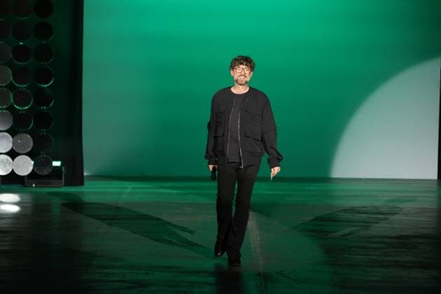 Berlin Fashion Week: Collective Four - Marcel Ostertag Autum Winter 2025 Berlin: The designer Marcel Ostertag presents his AUTUMN WINTER 2025 collection. The photo shows the designer Marcel Ostertag on the catwalk. Berlin Berlin district of Friedrichshain Germany Copyright: SimonexKuhlmey