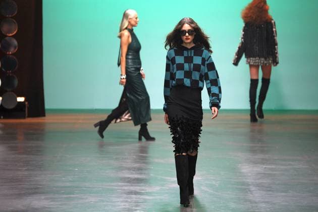 Berlin Fashion Week: Collective Four - Marcel Ostertag Autum Winter 2025 Berlin: The designer Marcel Ostertag presents his AUTUMN WINTER 2025 collection. The photo shows models on the catwalk with the new collection Berlin Berlin district of Friedrichshain Germany Copyright: SimonexKuhlmey