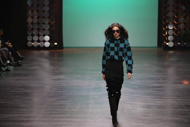 Berlin Fashion Week: Collective Four - Marcel Ostertag Autum Winter 2025 Berlin: The designer Marcel Ostertag presents his AUTUMN WINTER 2025 collection. The photo shows models on the catwalk with the new collection Berlin Berlin district of Friedrichshain Germany Copyright: SimonexKuhlmey