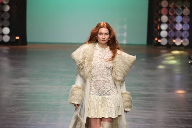Berlin Fashion Week: Collective Four - Marcel Ostertag Autum Winter 2025 Berlin: The designer Marcel Ostertag presents his AUTUMN WINTER 2025 collection. The photo shows models on the catwalk with the new collection Berlin Berlin district of Friedrichshain Germany Copyright: SimonexKuhlmey
