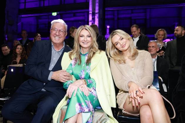 31.01.2025, Helmut Schlotterer, Frauke Ludowig und Tochter Nele zur Marc Cain Fashion Show Parallel Universe zur Berlin Fashion Week 2025, Kraftwerk Berlin, Berlin, Berlin Deutschland