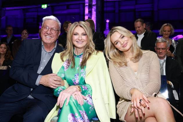 31.01.2025, Helmut Schlotterer, Frauke Ludowig und Tochter Nele zur Marc Cain Fashion Show Parallel Universe zur Berlin Fashion Week 2025, Kraftwerk Berlin, Berlin, Berlin Deutschland