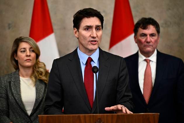 February 1, 2025, Ottawa, On, CAN: Prime Minister Justin Trudeau addresses media following the imposition of a raft of tariffs by U.S. President Donald Trump against Canada, Mexico and China, in Ottawa, Saturday, Feb. 1, 2025. Tariffs of 10 per cent on Canadian energy and 25 per cent on everything else will begin on Feb. 4. Ottawa CAN  - ZUMAc35_ 20250201_zaf_c35_143 Copyright: xJustinxTangx