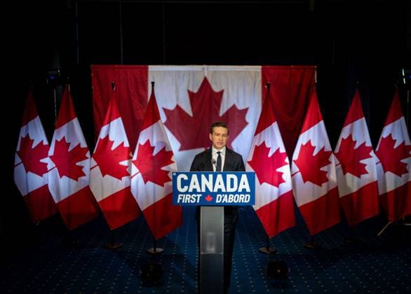 February 2, 2025, Vancouver, Bc, CANADA: Conservative Leader Pierre Poilievre speaks during a news conference in Vancouver on Sunday, February 2, 2025. Vancouver CANADA  - ZUMAc35_ 20250202_zaf_c35_030 Copyright: xEthanxCairnsx