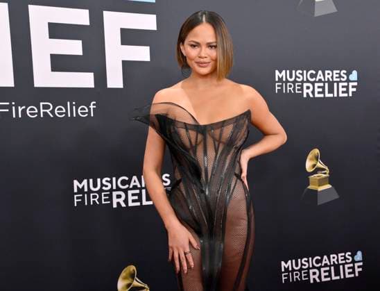 Chrissy Teigen arrives for the 67th Annual Grammy Awards at Crypto.com Arena in Los Angeles on February 2, 2025. The awards ceremony will honor the best recordings, compositions, and artists from September 16, 2023, to August 30. 2024, as chosen by the members of the Recording Academy.  LAP20250202257 JIMxRUYMEN